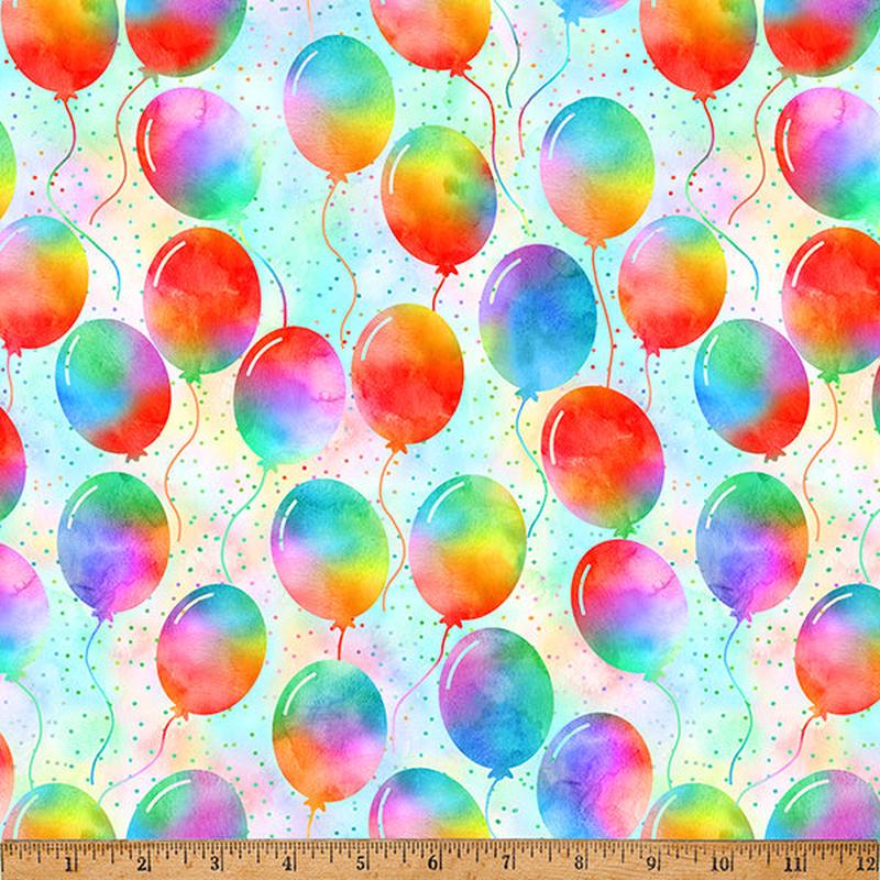 Block Party Balloons Allover Pastel Multi Hoffman Fabric Cotton Fabric