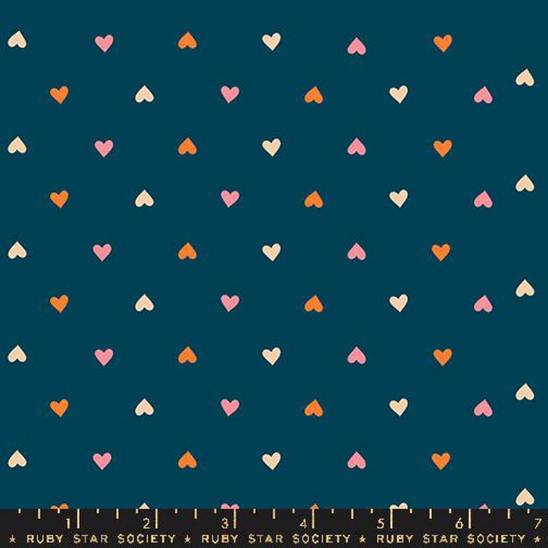 Juicy Hearts Retro Galaxy Blue Melody Miller Ruby Star Society Moda Cotton Fabric 1