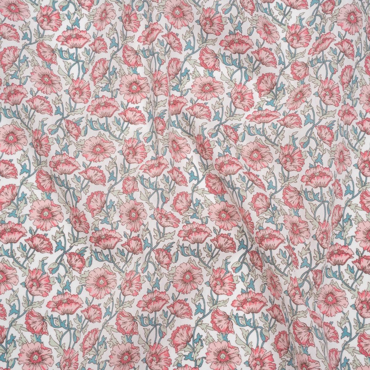 Liberty Fabrics Tana Lawn - Astell Reece Pink - Baby Pink and Light Green Flower Vines