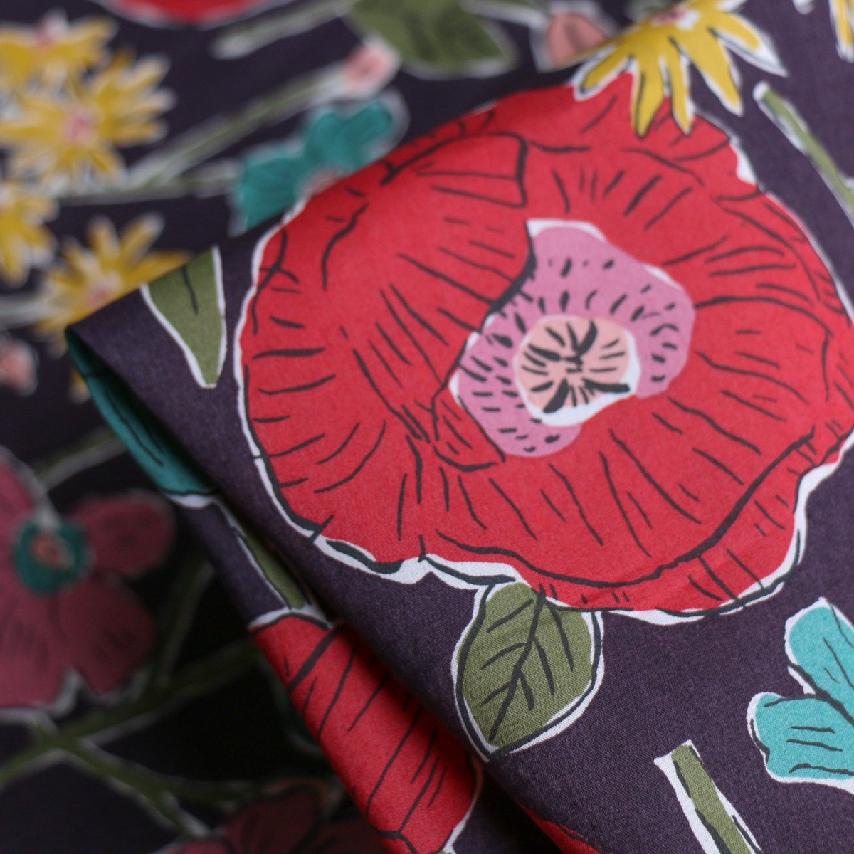 Louie's Meadow Aubergine - Liberty Tana Lawn