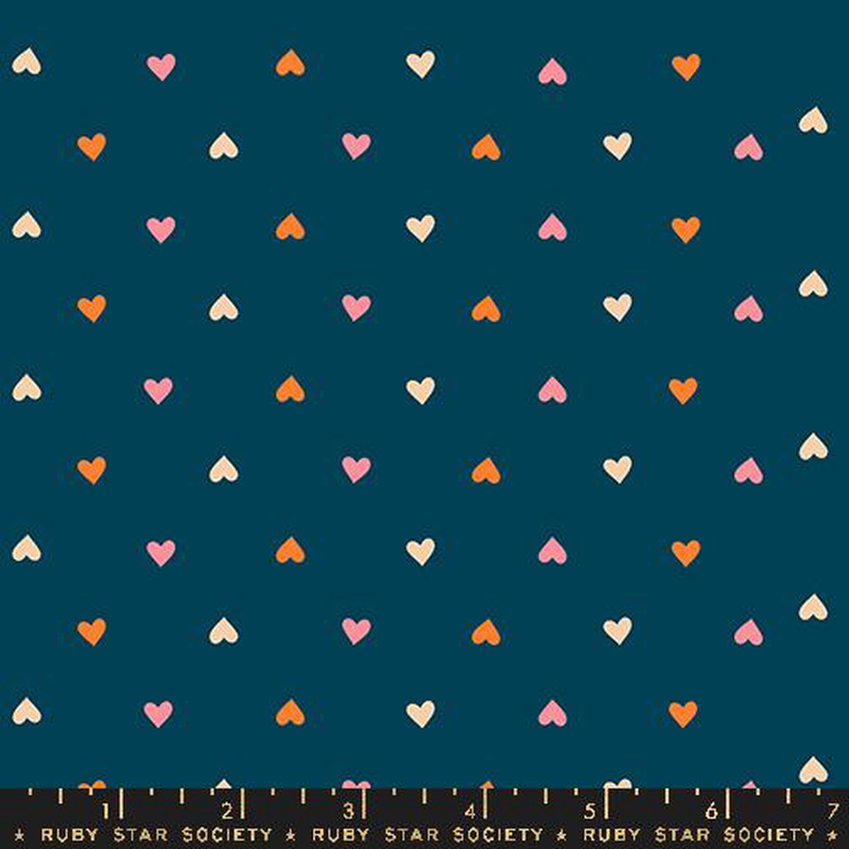 Juicy Hearts Retro Galaxy Blue Melody Miller Ruby Star Society Moda Cotton Fabric 1/2