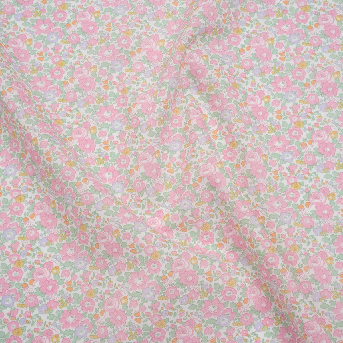 Liberty Fabrics Tana Lawn - Betsy Ann Light Pink - Pale Pink, Mint Green and LIght Orange Floral