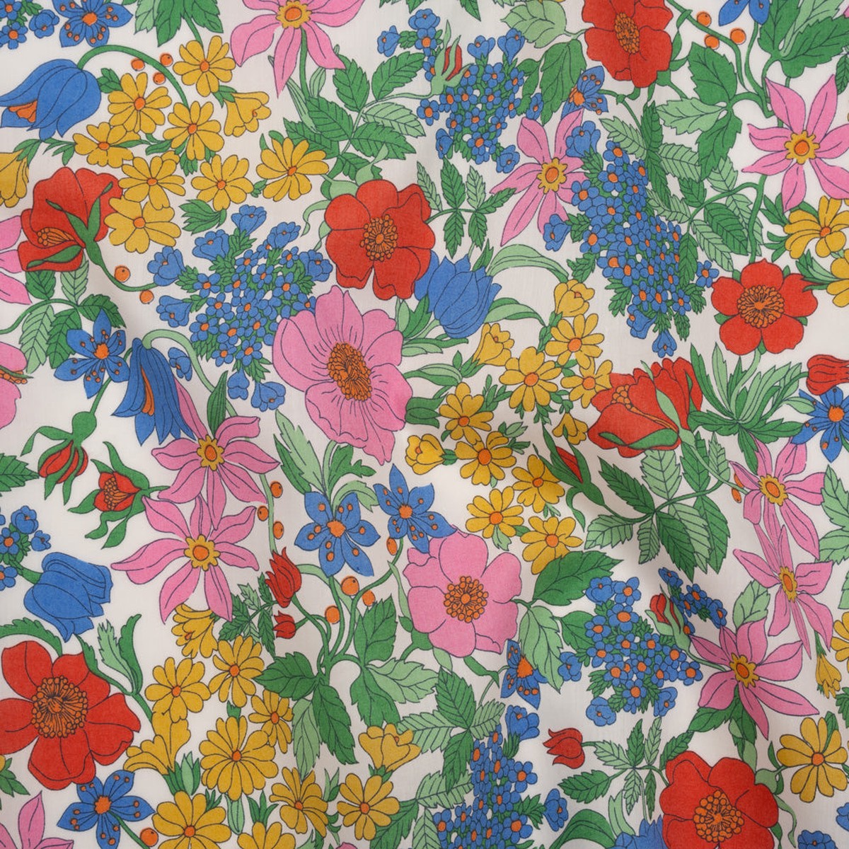 Liberty Fabrics Tana Lawn - Clarabell Multi Bright - Red Blue and Yellow Floral