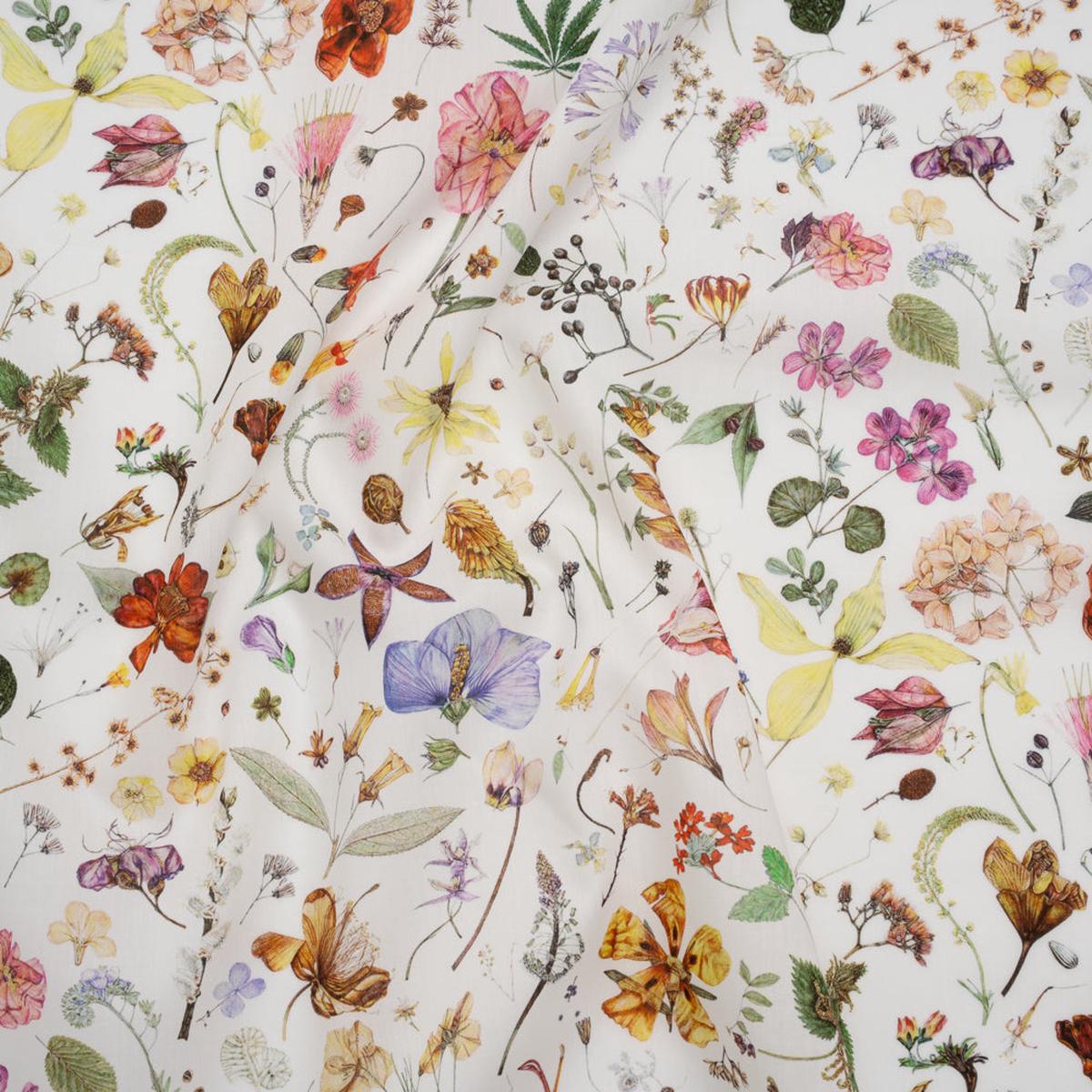 Liberty Fabrics Tana Lawn - Floral Eve Multi Bright - Pink, Red and Green Scattered Plants and Flowers