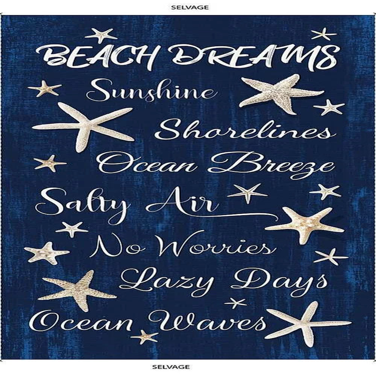 Beach Dreams Panel 24'' Navy Blue Timeless Treasures Cotton Fabric TT-C1232-NAVY