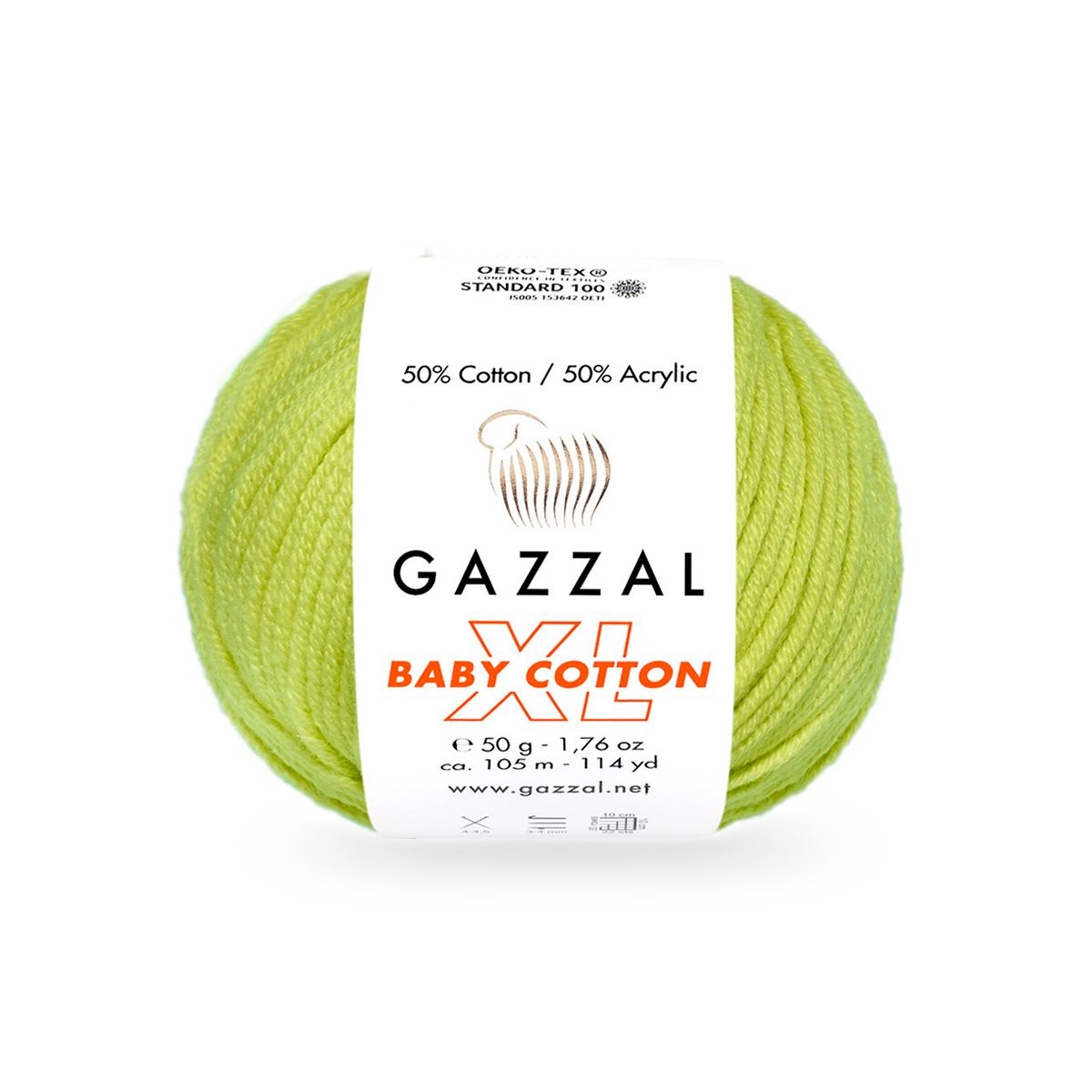Gazzal Baby Cotton XL Knitting Yarn, Green - 3457