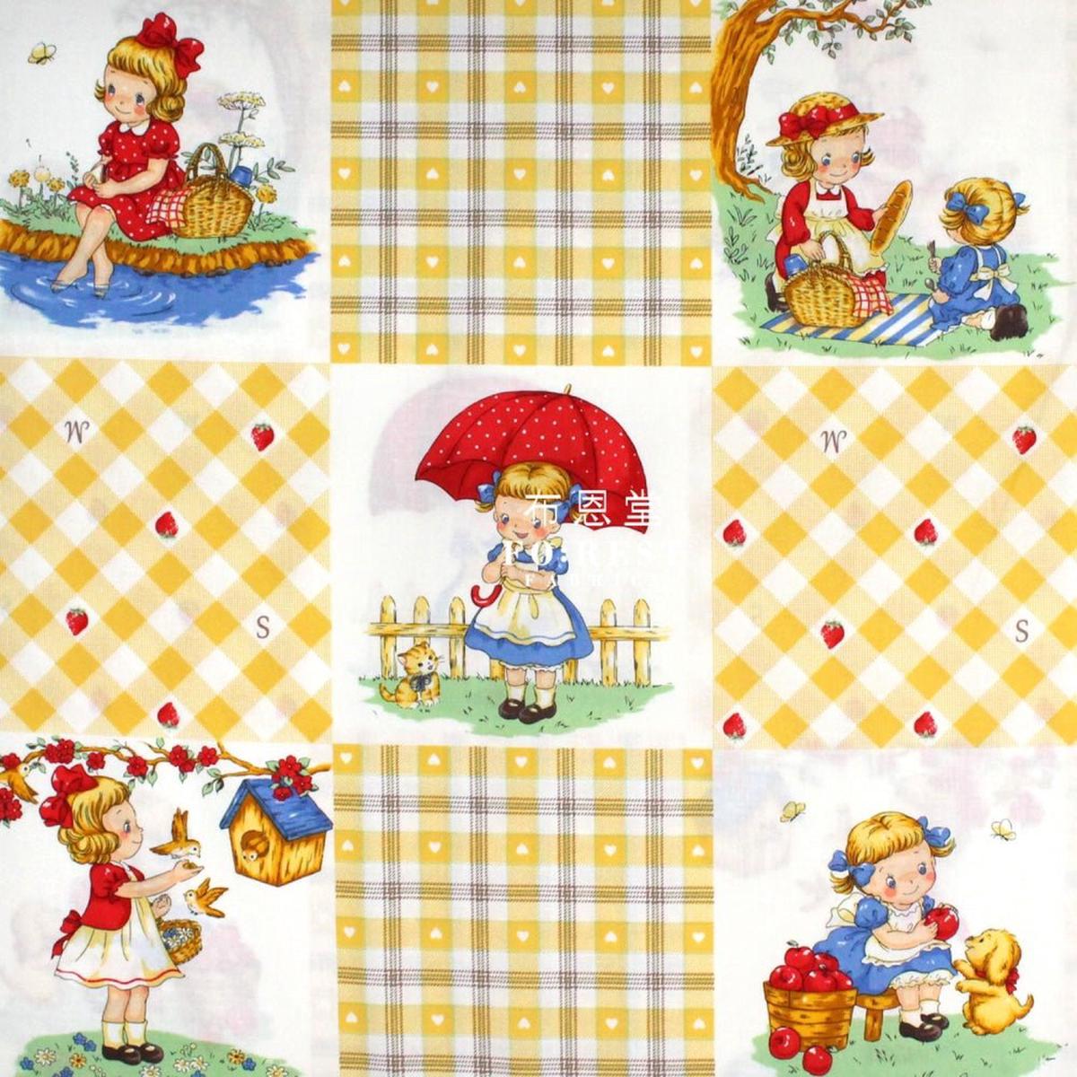 cotton - Picnic Strawberry fabric Yellow