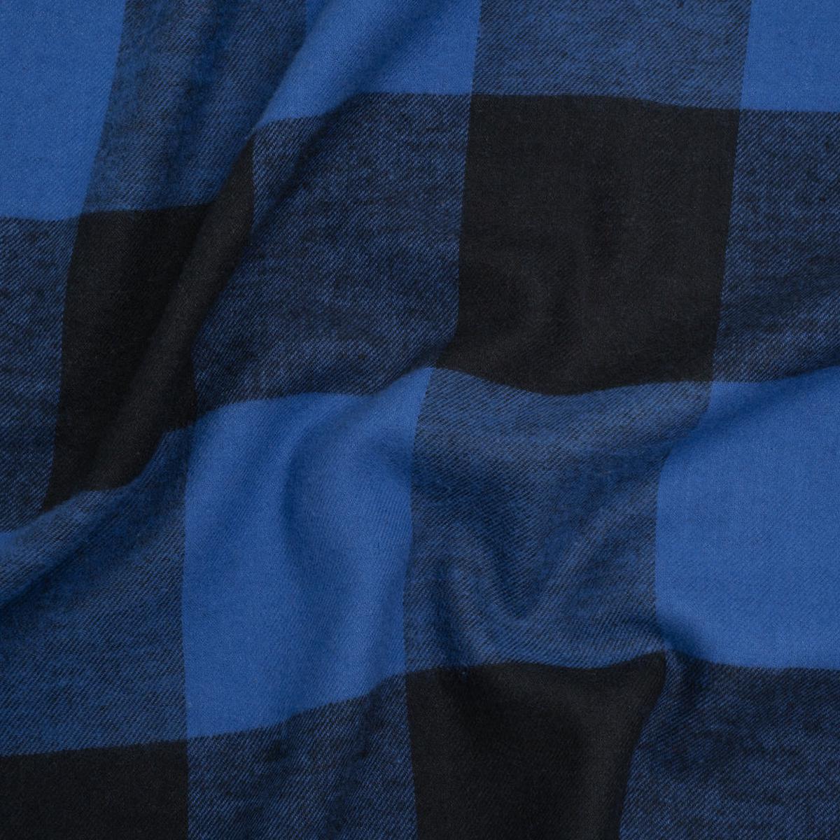 Cotton Twill Flannel - Blue and Black Buffalo Check - Deadstock