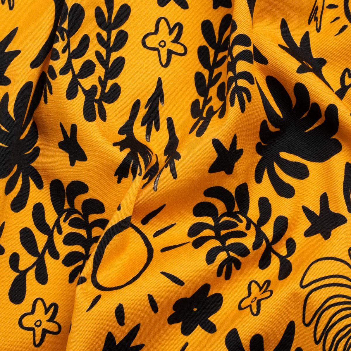 Stretch Cotton Twill Print - Yellow and Black Simple Doodles - Mood Exclusive Twin Flame