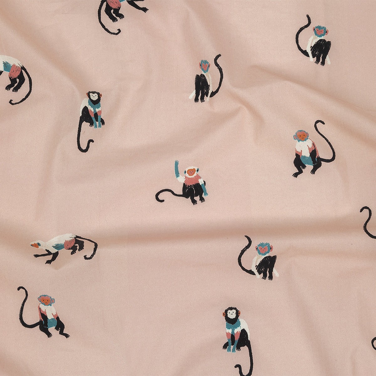 Cotton Poplin - Pink Monkeys - Scimmie Curiosie Print - Mood Exclusive Avenable Collection