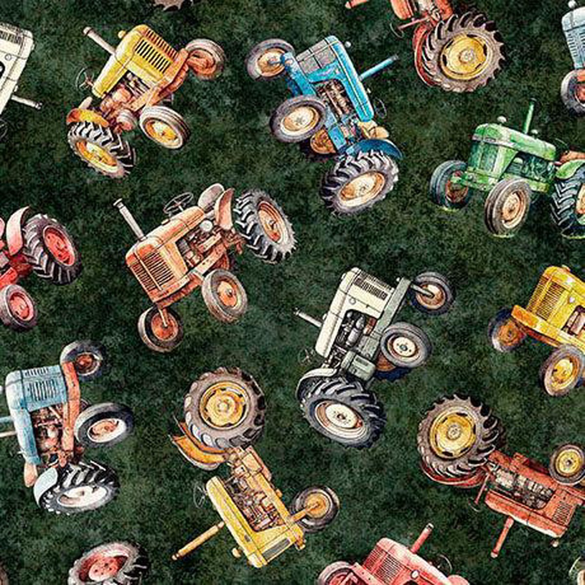 Evergreen Tractors Lil Farmers Cotton 44"/45" Fabric Per Yard