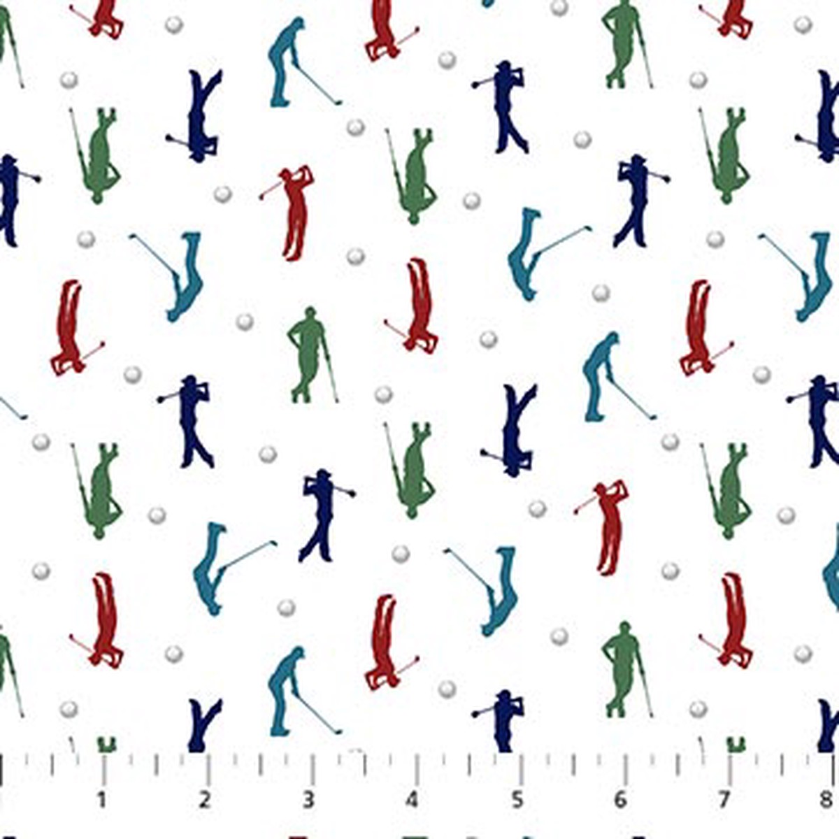 COTTON - Northcott - Hole In One - White Multi Golfers