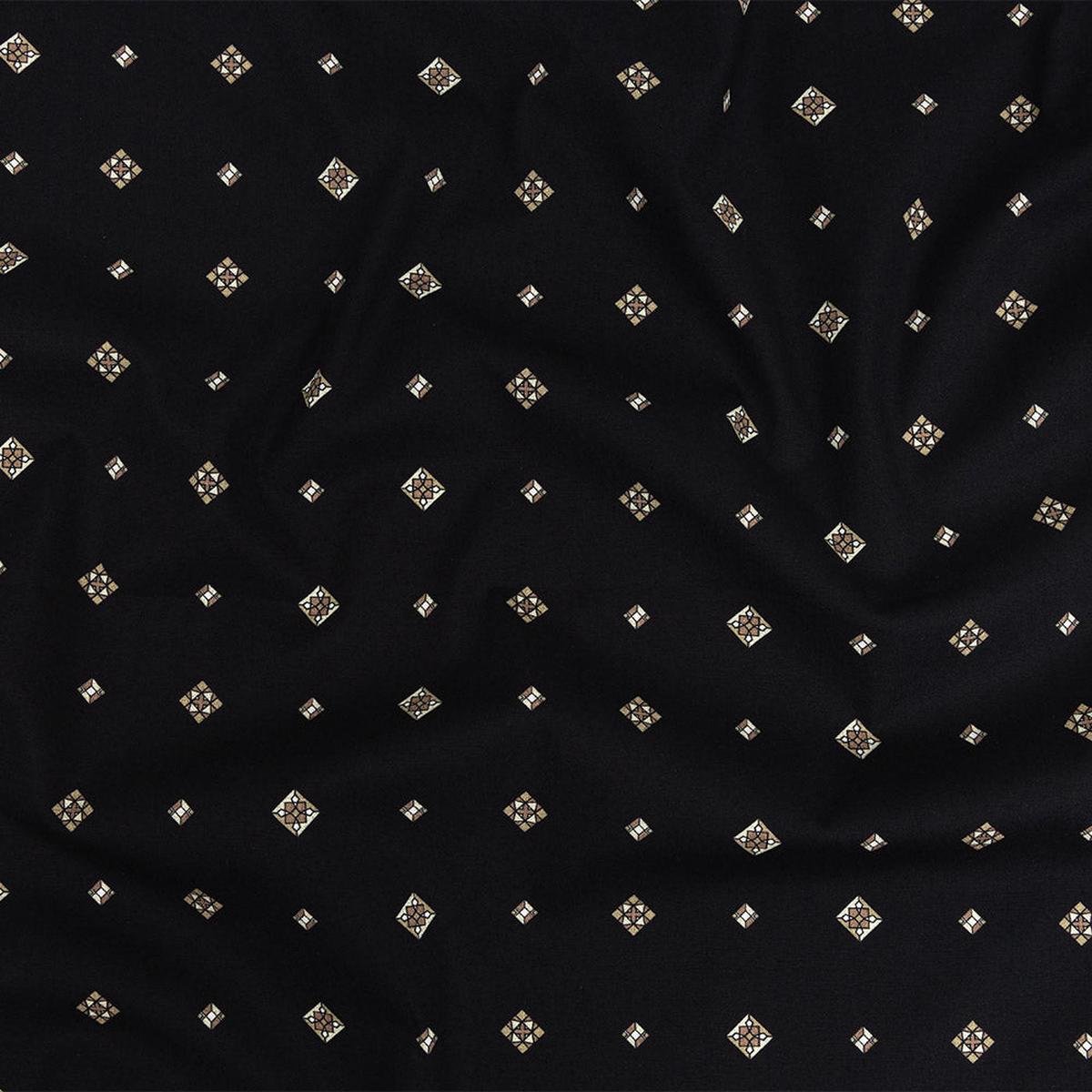 Mood Exclusive Black Geometric Gems Stretch Cotton Poplin