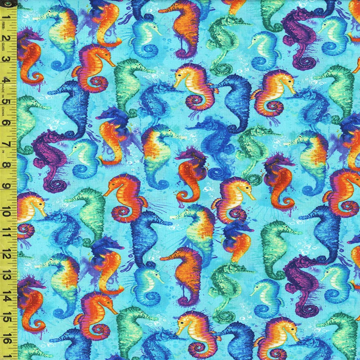 Ocean Magic Tropical Colorful Seahorse Multi Timeless Treasures Cotton Fabric 1/2