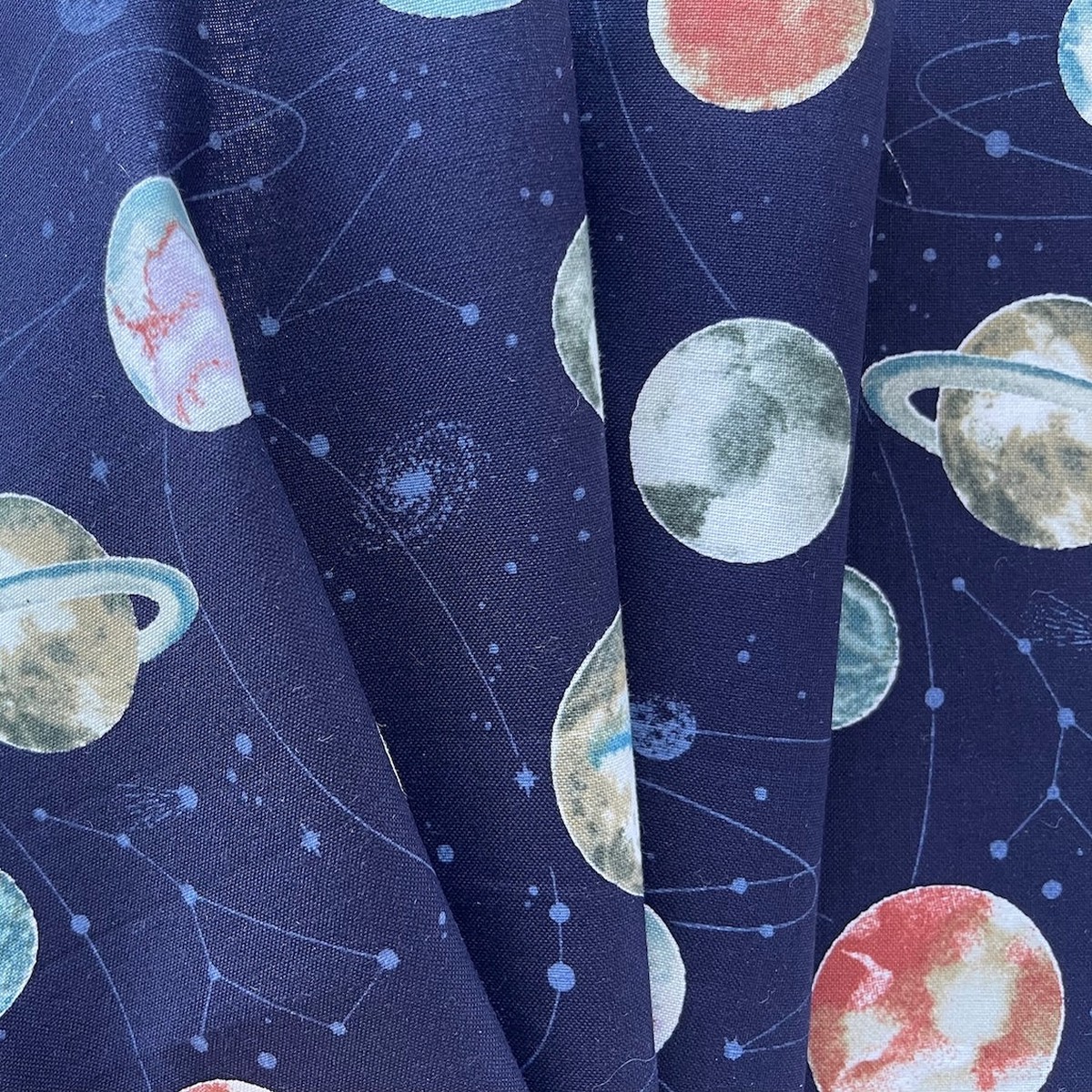 Orbiting Planets Navy Quilting Cotton (Made in Japan)