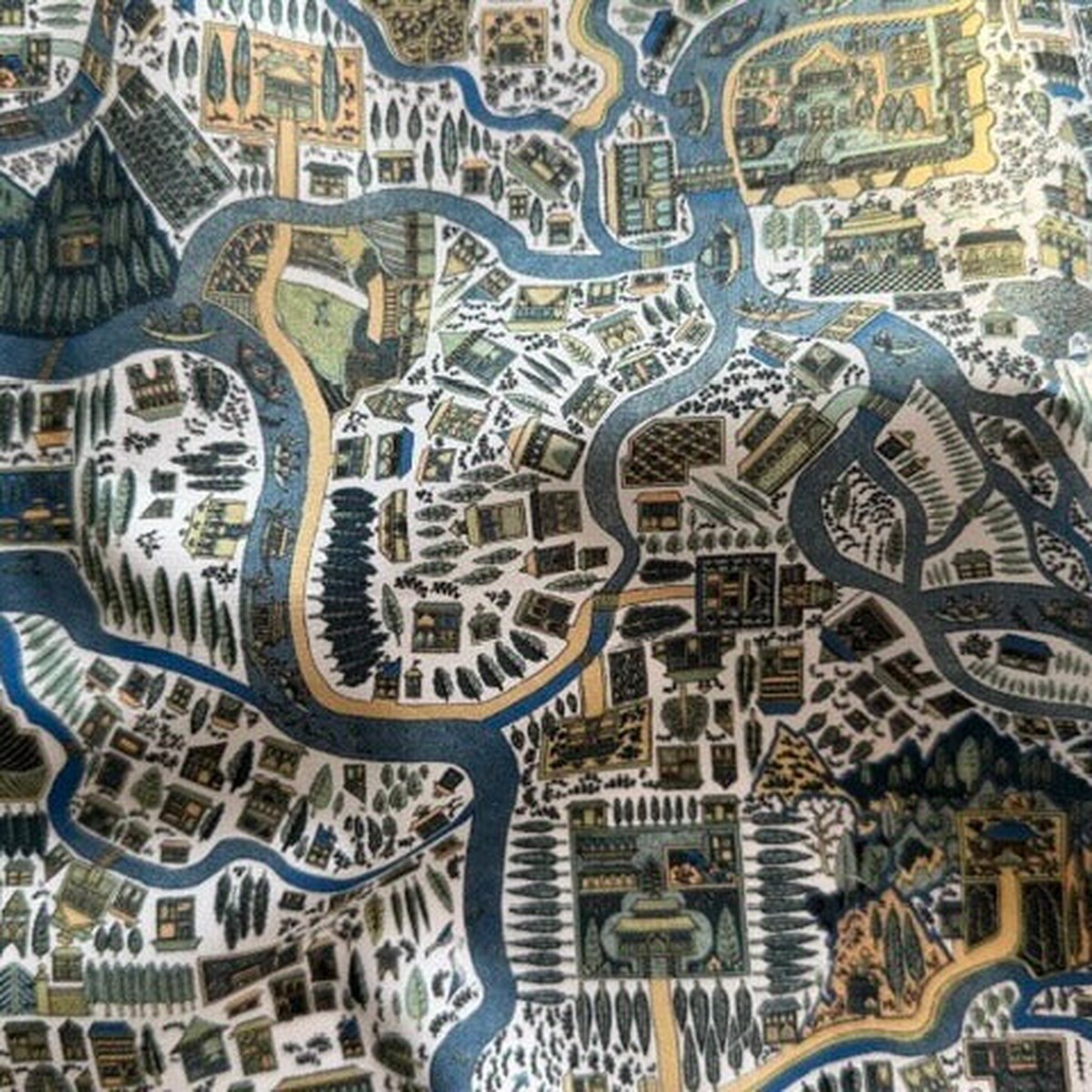 Pattern Map Blue Liberty of London Tana Cotton Lawn (Made in Italy)