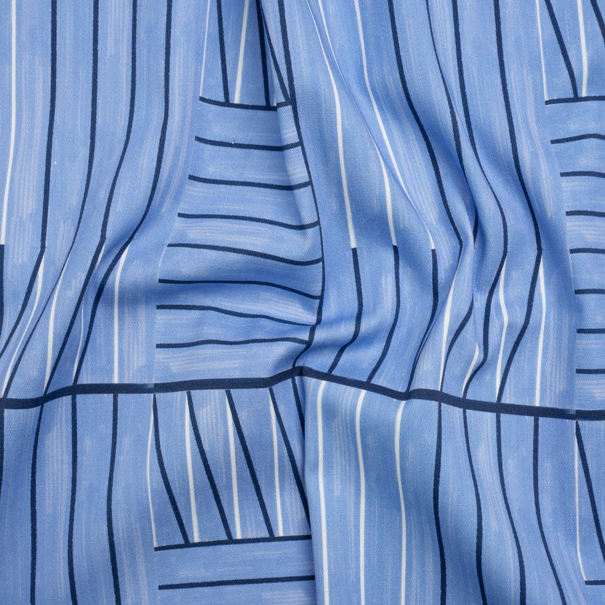 Stretch Cotton Twill Print - Blue Lines in Blocks - Mood Exclusive Structurally Sound