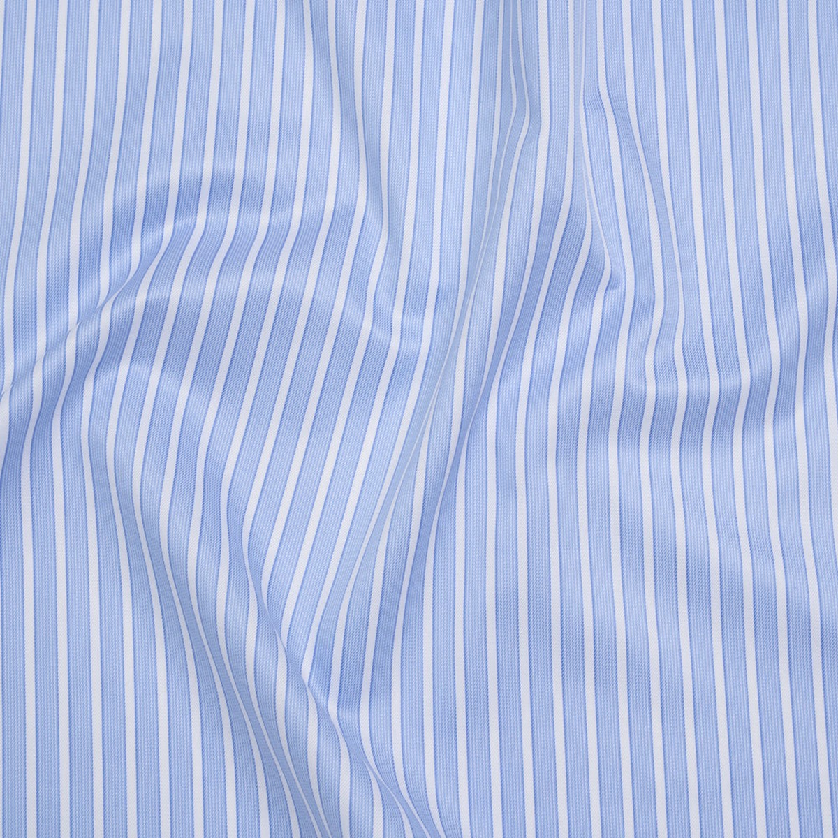 Cotton Twill Shirting - Light Blue and White Stripes - Deadstock
