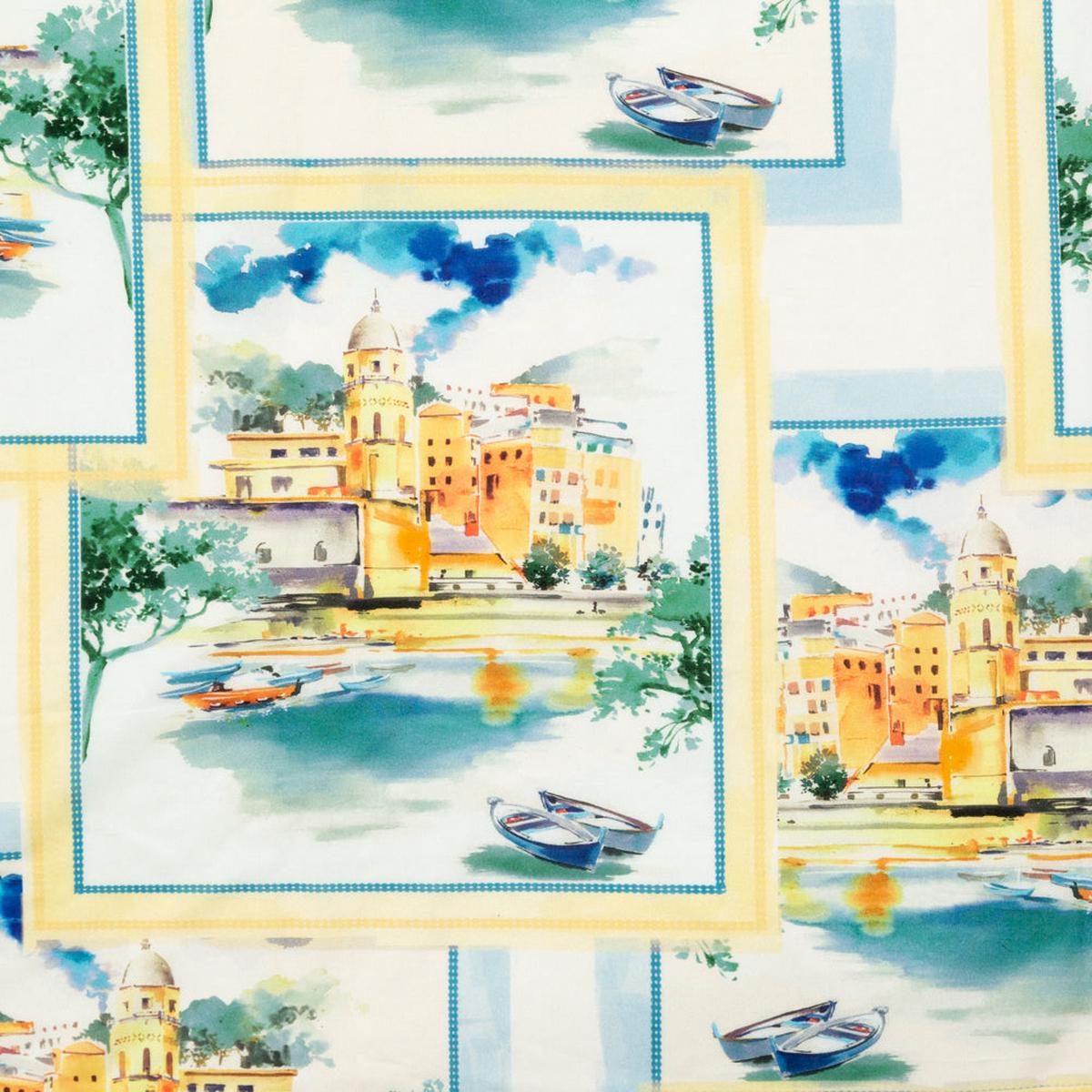 Cotton Voile - Blue and Yellow Waterscapes - Palace Regattas Print - Mood Exclusive St. Tropez Collection