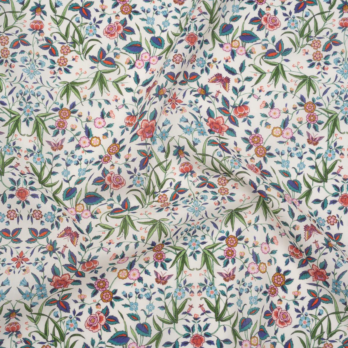 Liberty Fabrics Tana Lawn - Tapestry Multi Bright - Pink, Green and Blue Floral and Butterflies