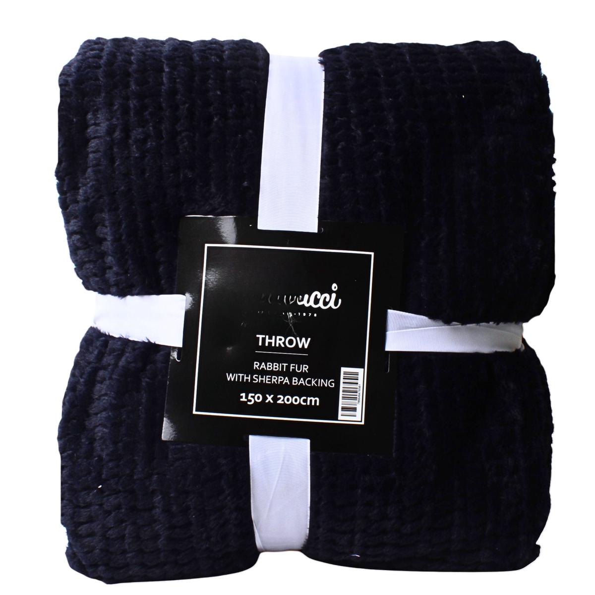 THROW BUNNY RABBIT FUR NAVY A