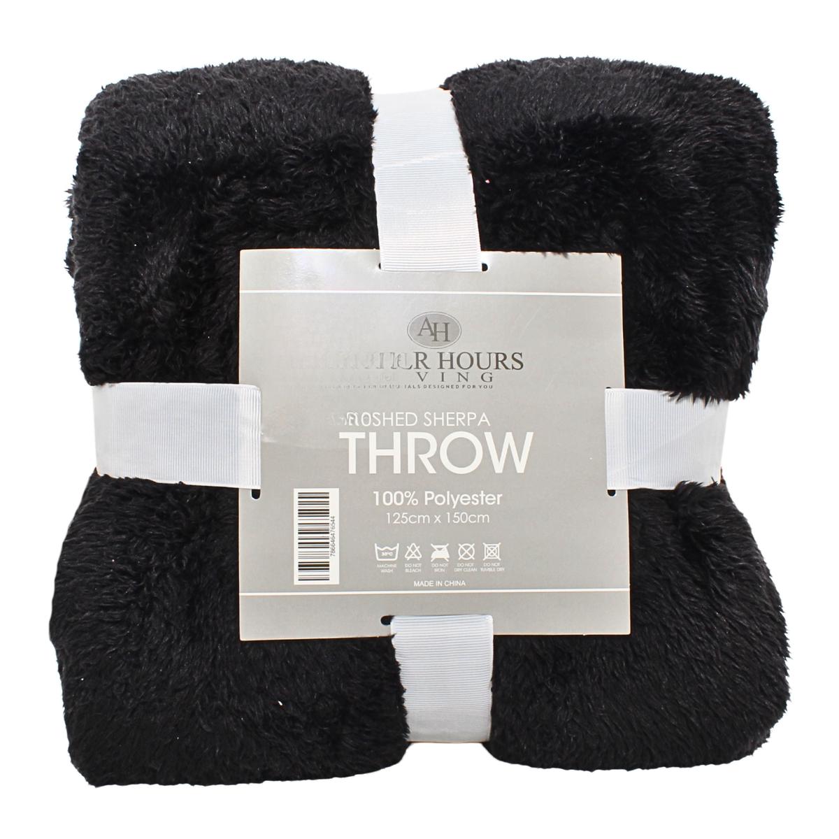 THROWS BRUSHED SHERPA BLACK A