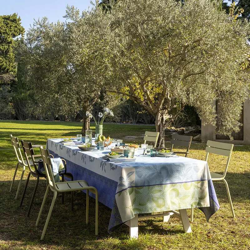 Le Jacquard Franais- Arriere-Pays Blue Cotton Tablecloth (69X98)