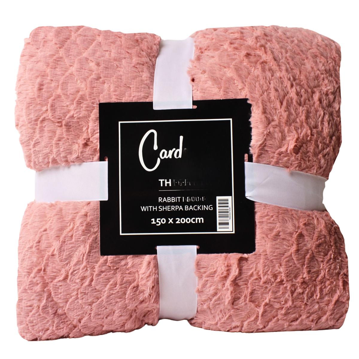 THROW BUNNY RABBIT FUR PINK A