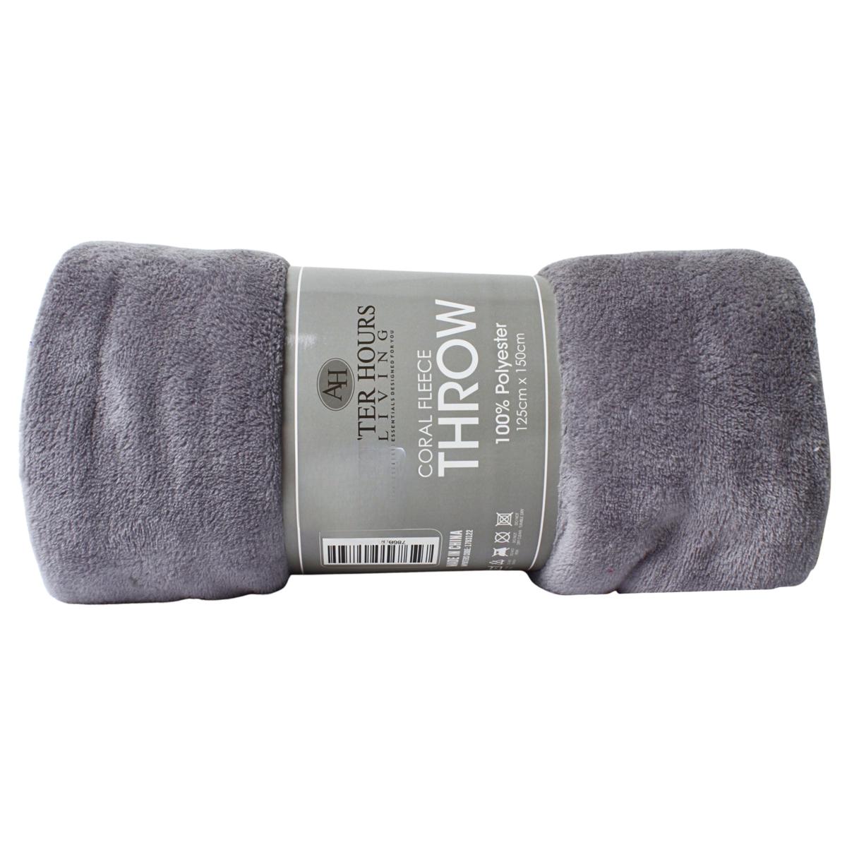 THROW CORAL FLEECE GREY A