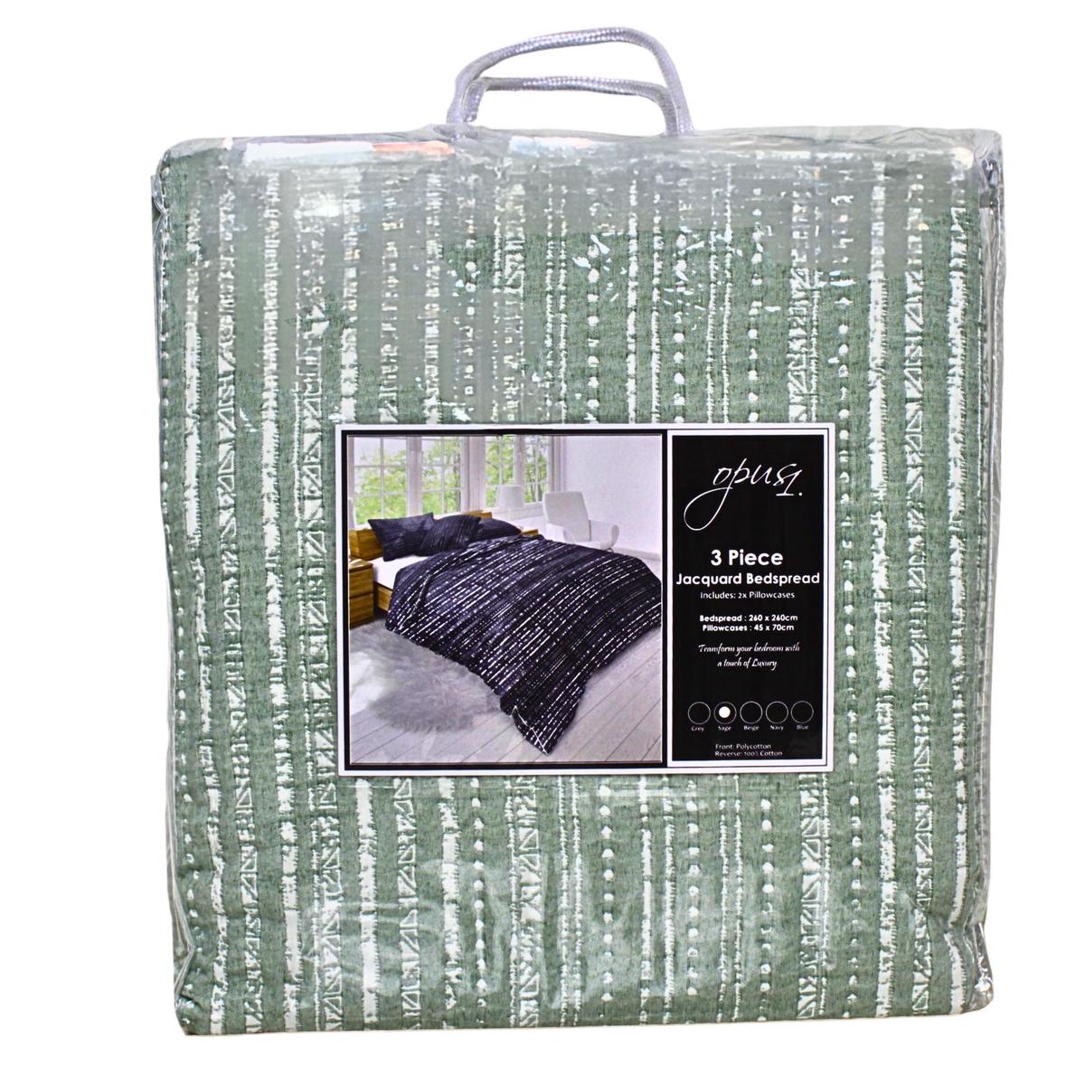 BEDSPREAD JACQUARD 3PCE A5 GREEN KING EACH