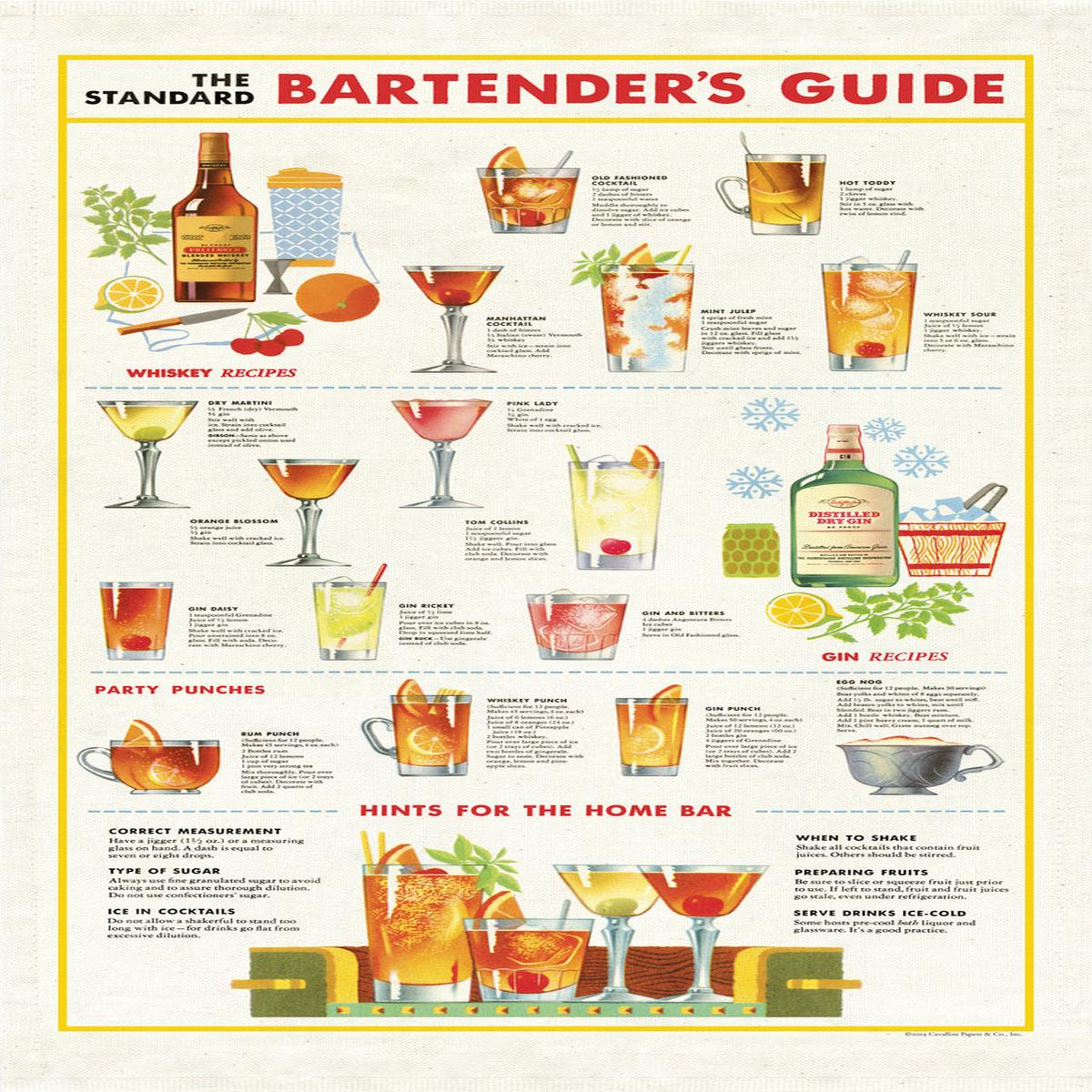Cavallini & Co. - Tea Towel - Bartender's Guide