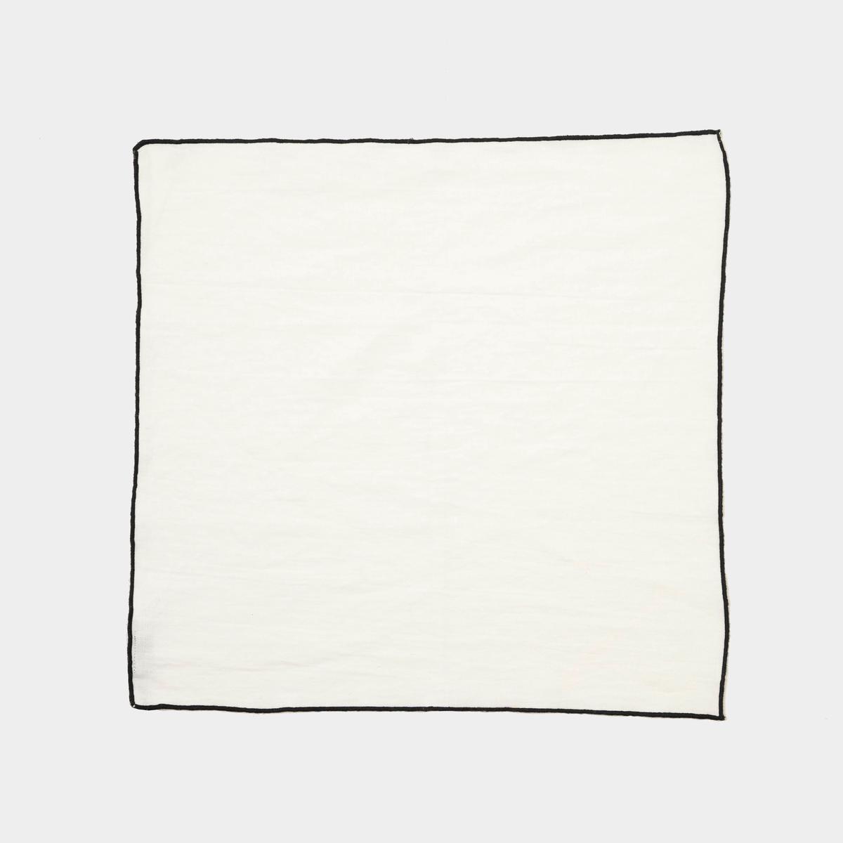 French Linen Blanc Napkin - Blanc/Noir