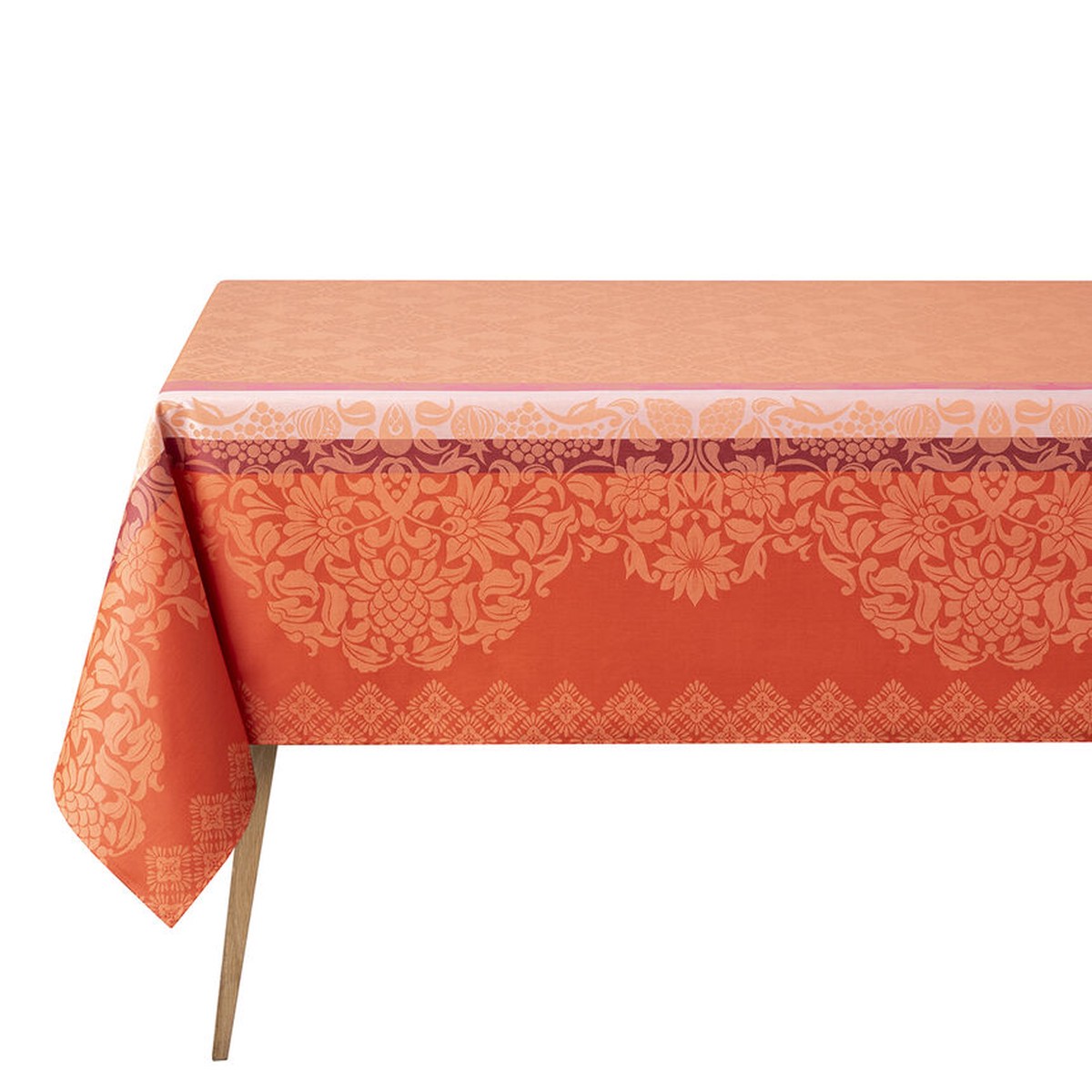 Le Jacquard Franais - Coated Cotton Tablecloth (69" x 98") - Mumbai Orange
