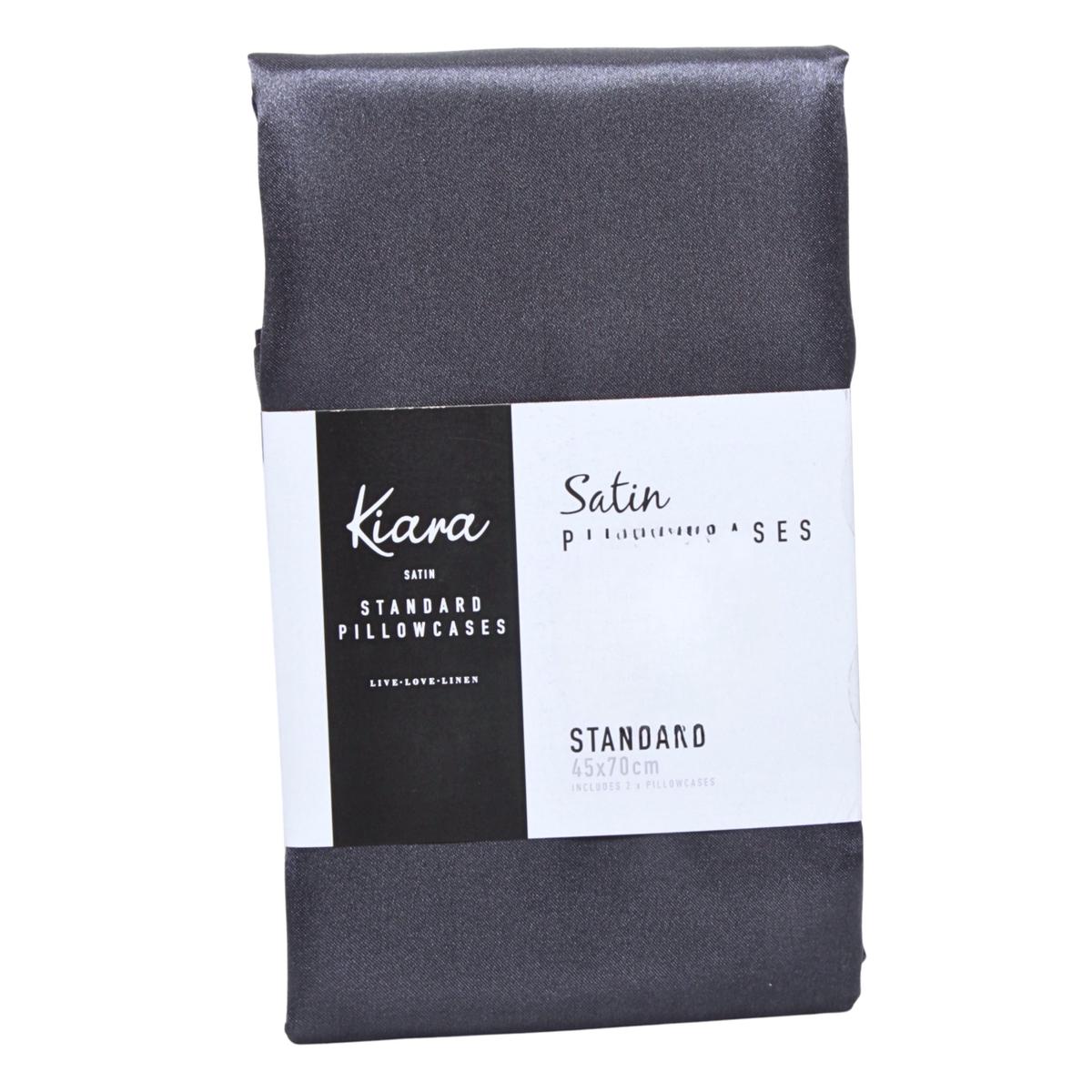 PILLOW CASES SATIN CHARCOAL A EACH