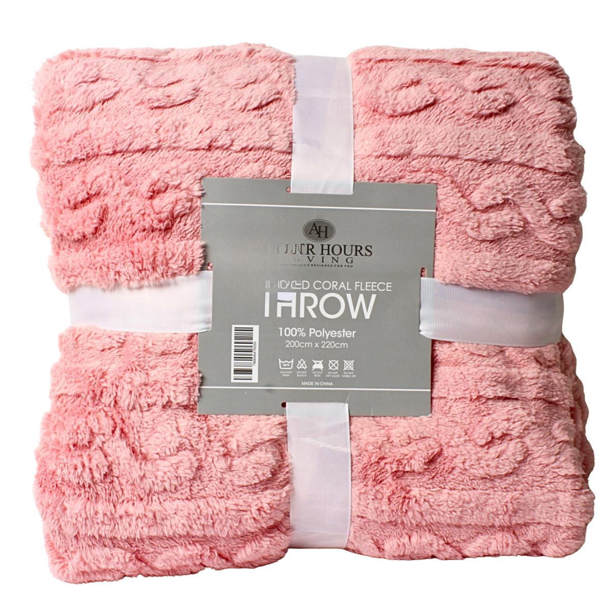 THROW TEXTURE CORAL FLEECE PINK A