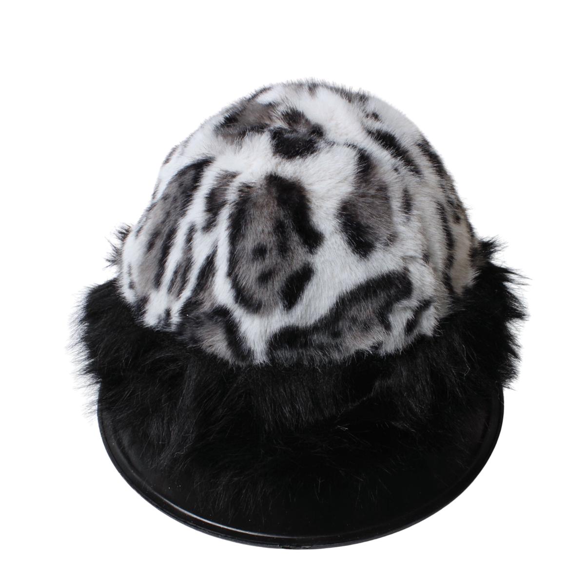 Furry Hat Printed Black