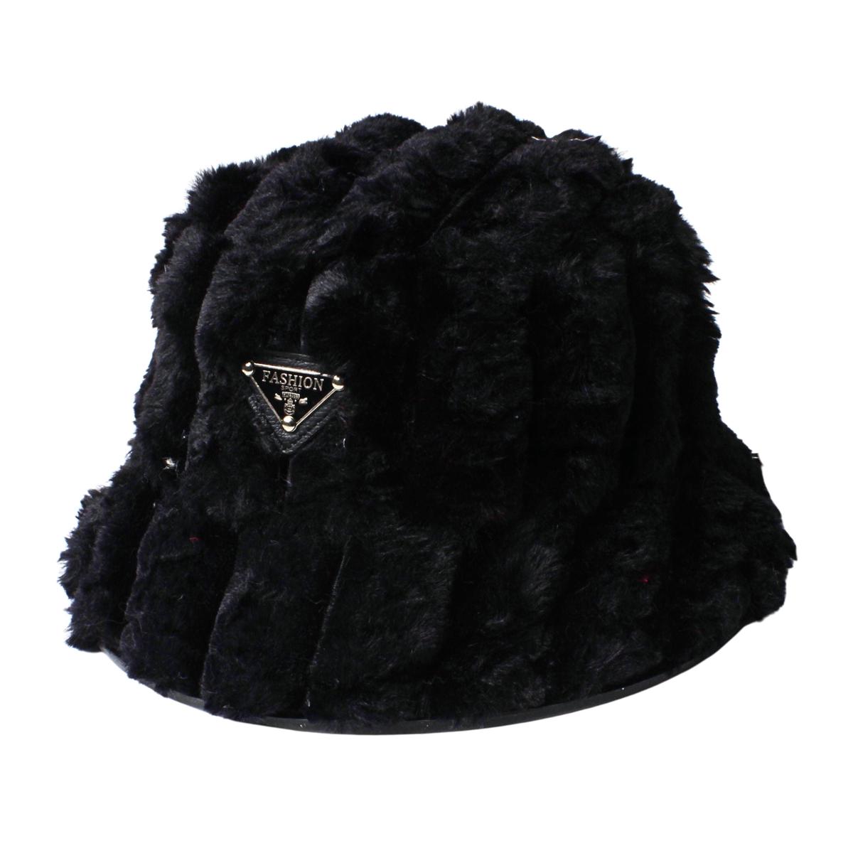 Hat Bucket Furry Black