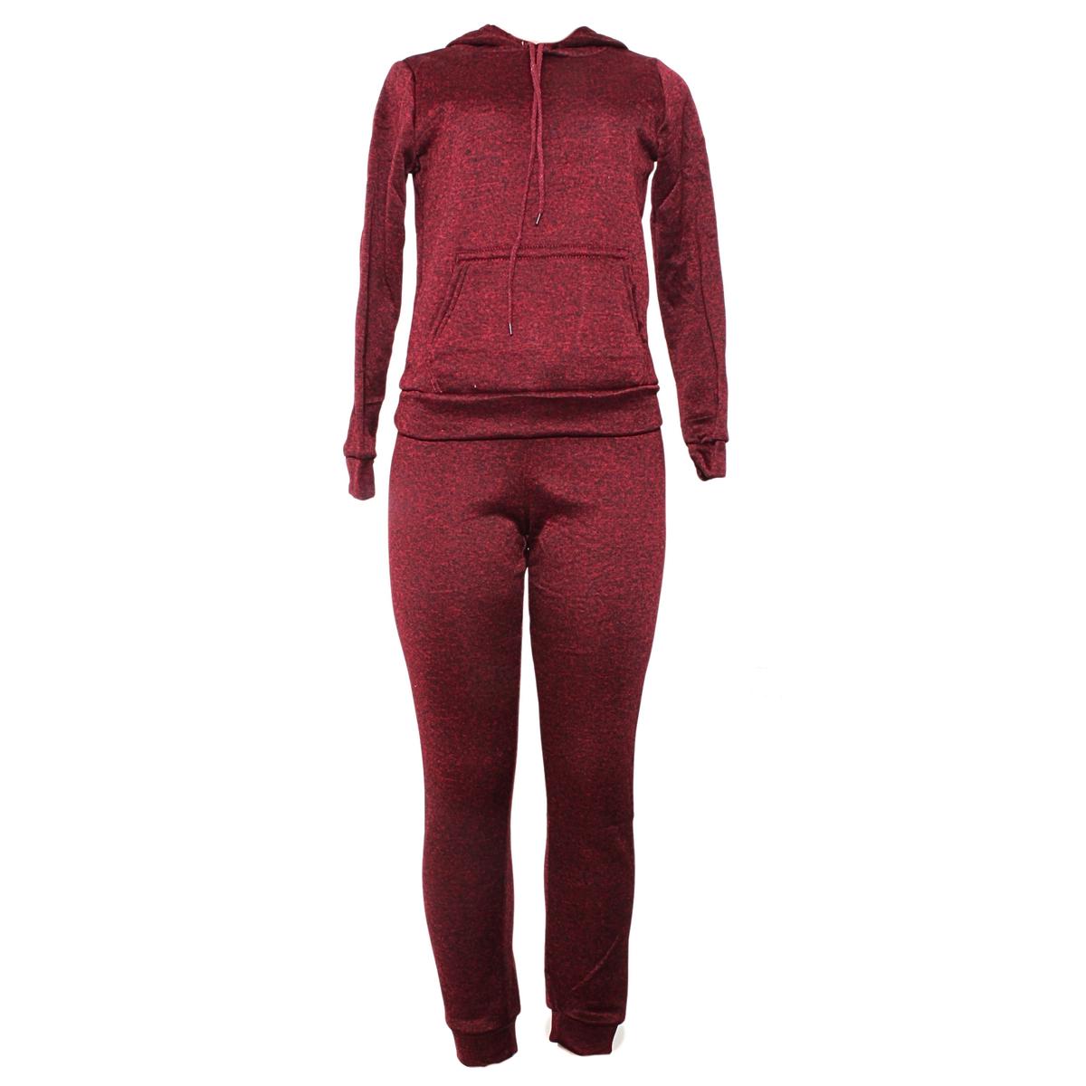 Kiddies Melange Tracksuit 2pce Maroon Med