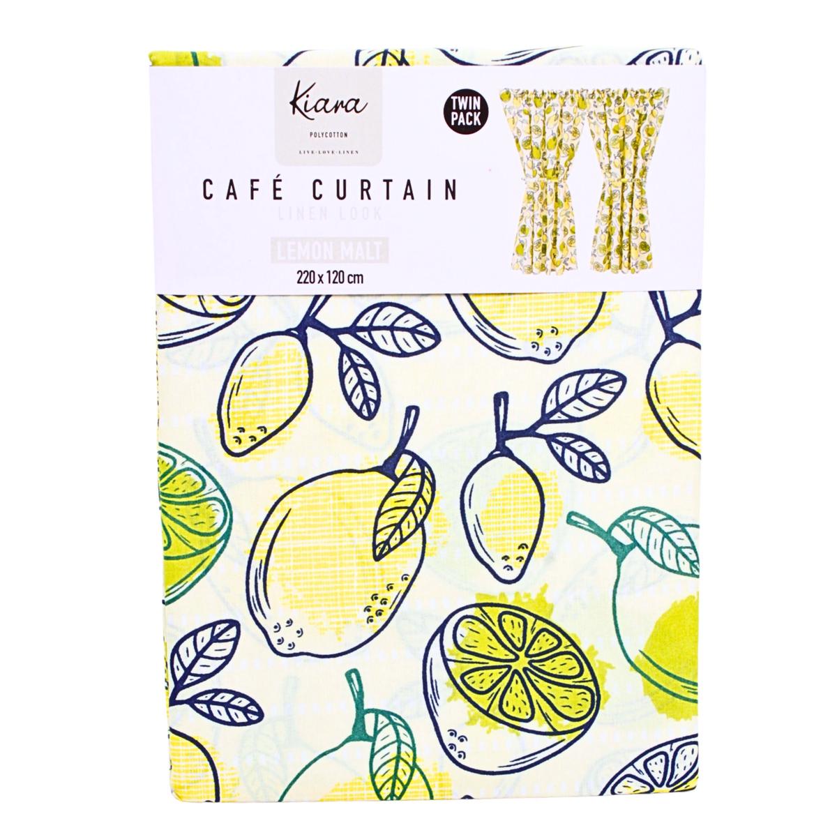 KITCHEN CURTAIN LEMON MALT MULTI 220X120