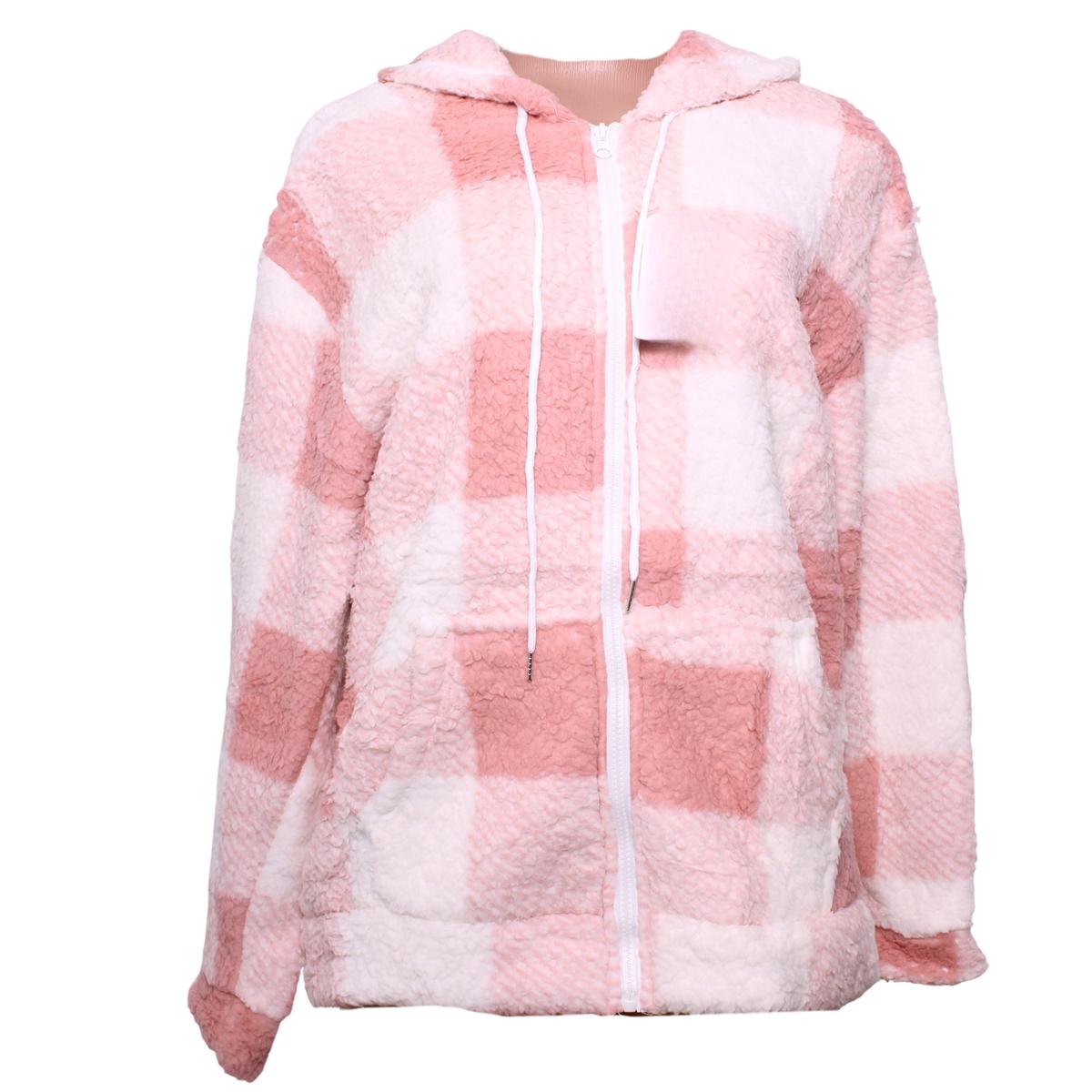 Jacket Hood Check Pink Xl/2xl