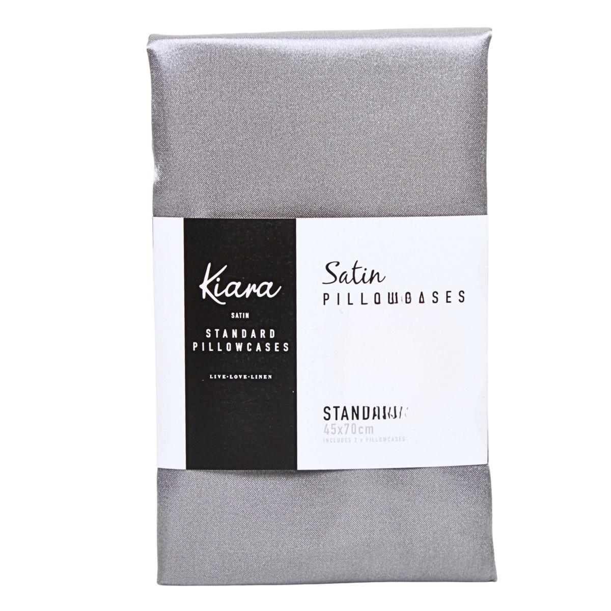 PILLOW CASES SATIN L/GREY A EACH