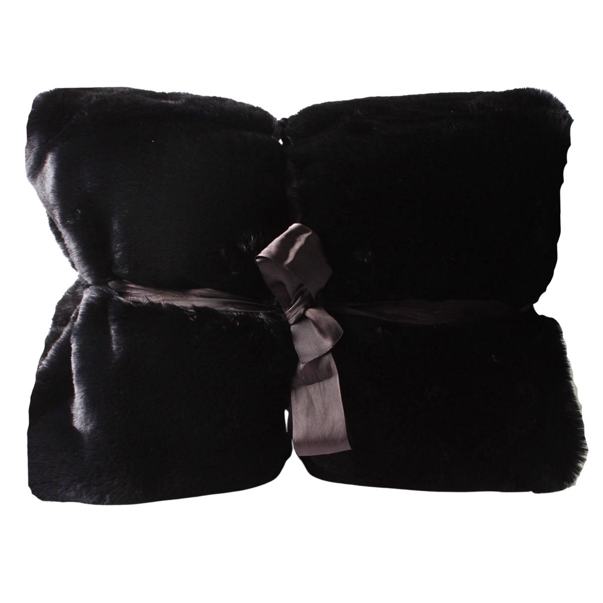Blanket Rabbit Fur Solid Black A Each