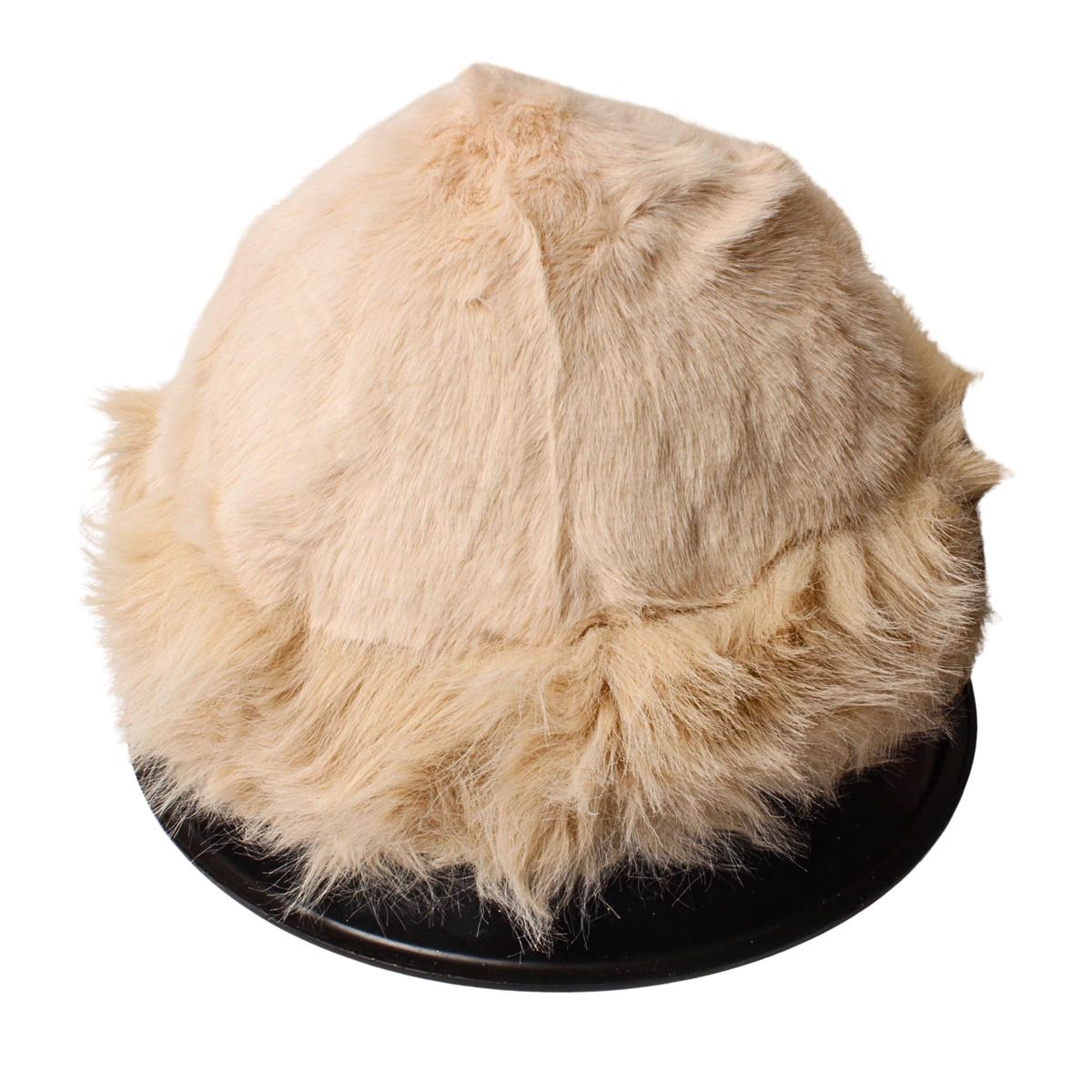 Furry Hat Plain Beige