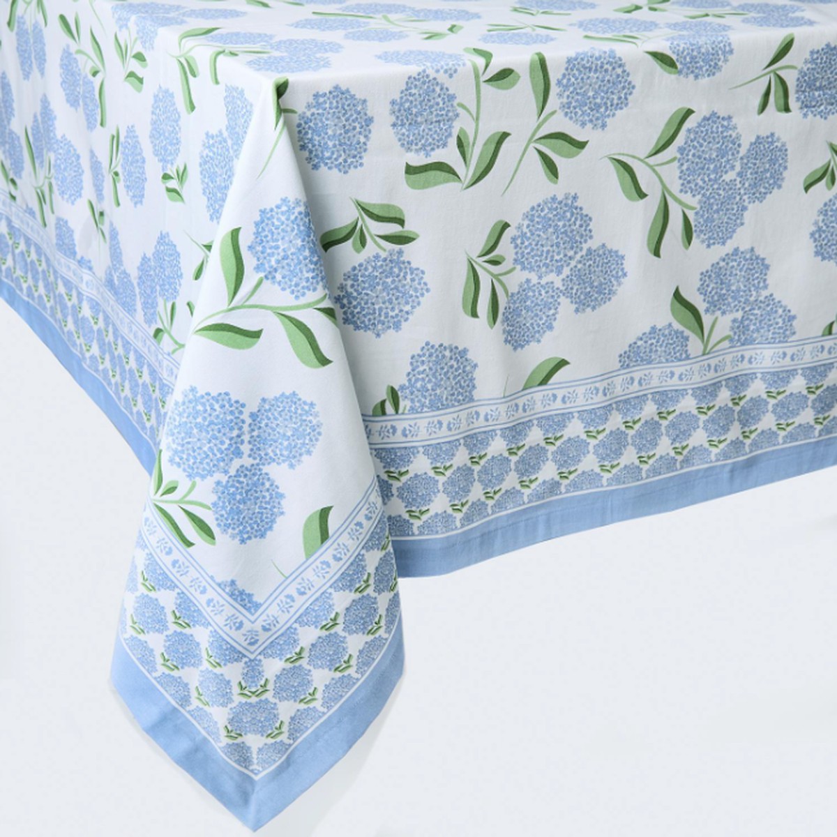 Hydrangea Block Print Design Tablecloth 60" x 90"