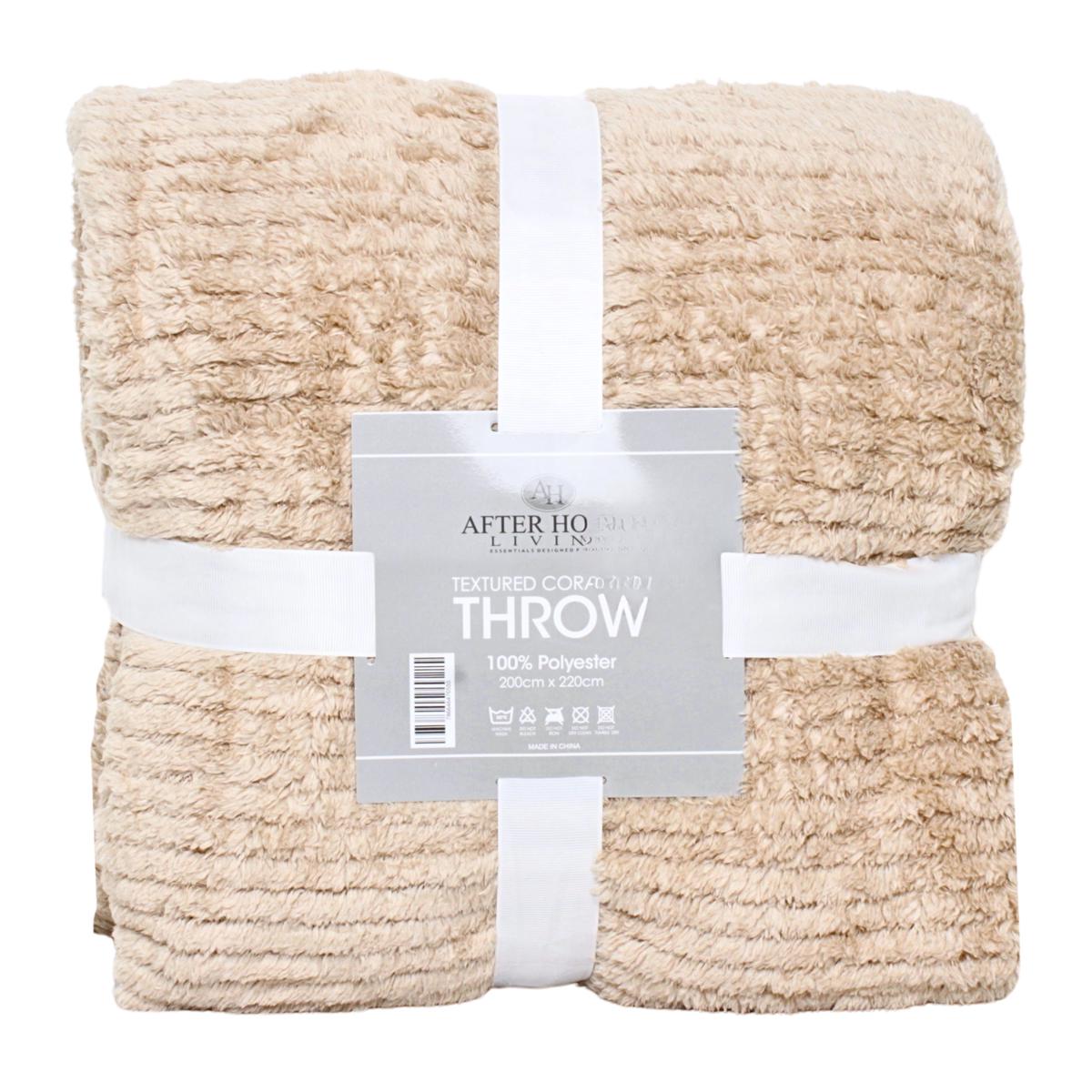 THROW TEXTURE CORAL FLEECE STONE A