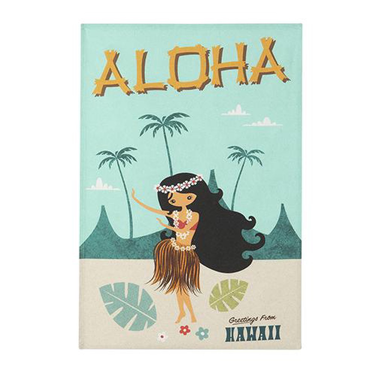 Aloha Hawaii Tiki Cotton Tea Towel by MISTERATOMIC for Couke France