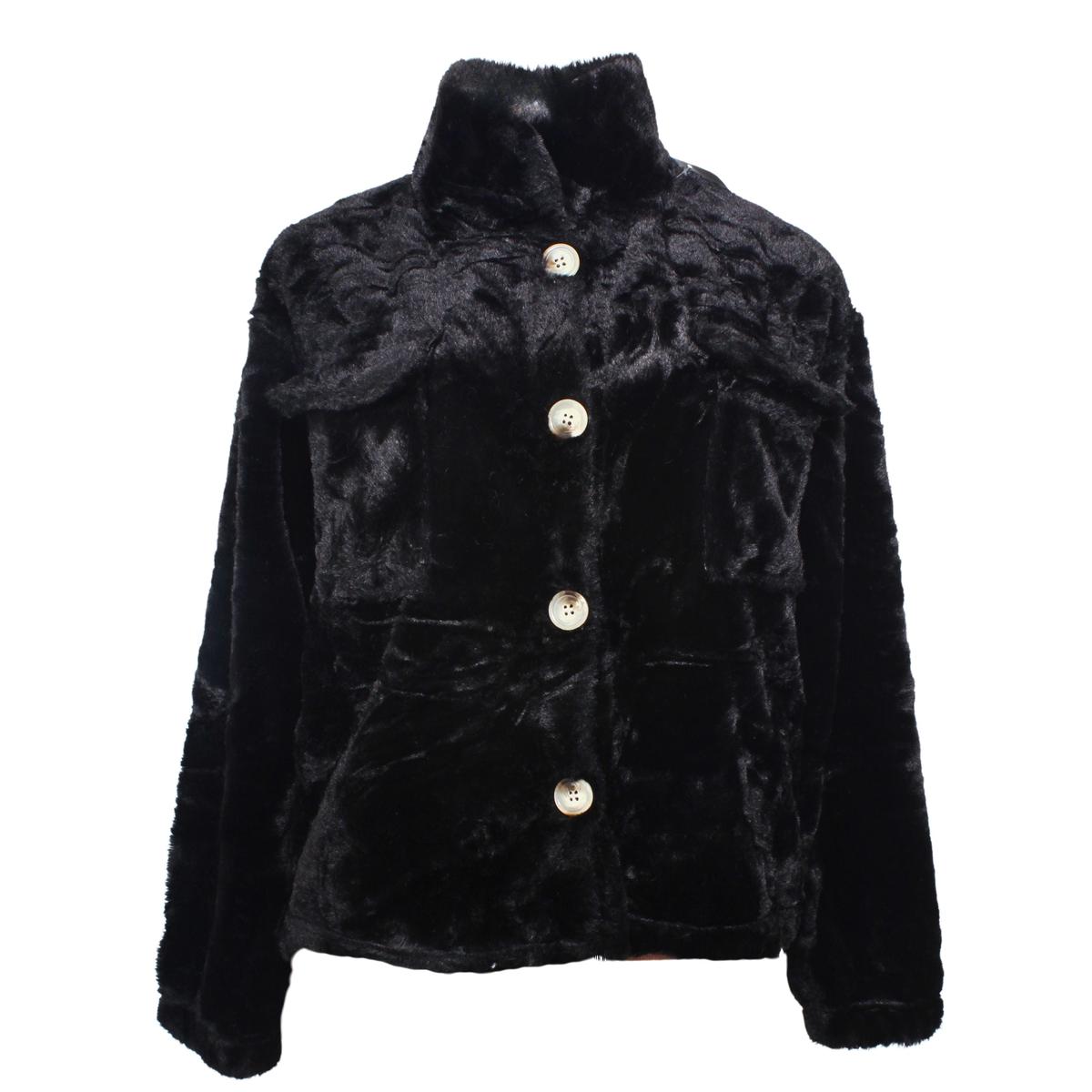 Jacket Short Fluffy Black Lrg