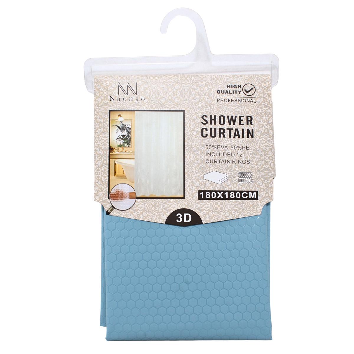 SHOWER CURTAIN 3D 180X180 BLUE