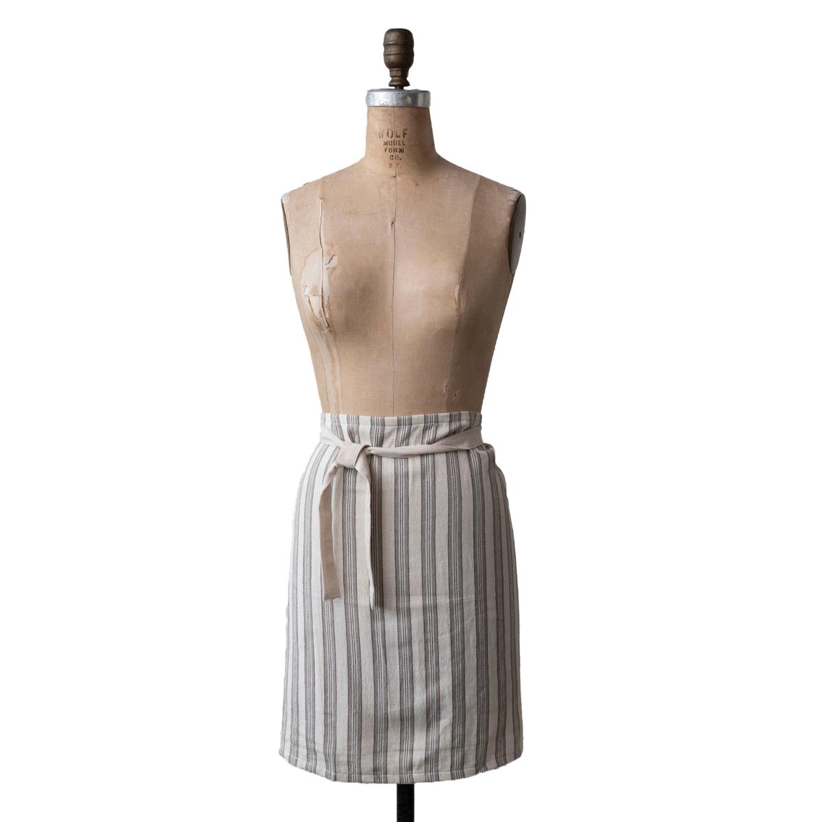 Cotton Half Apron w/ Stripes