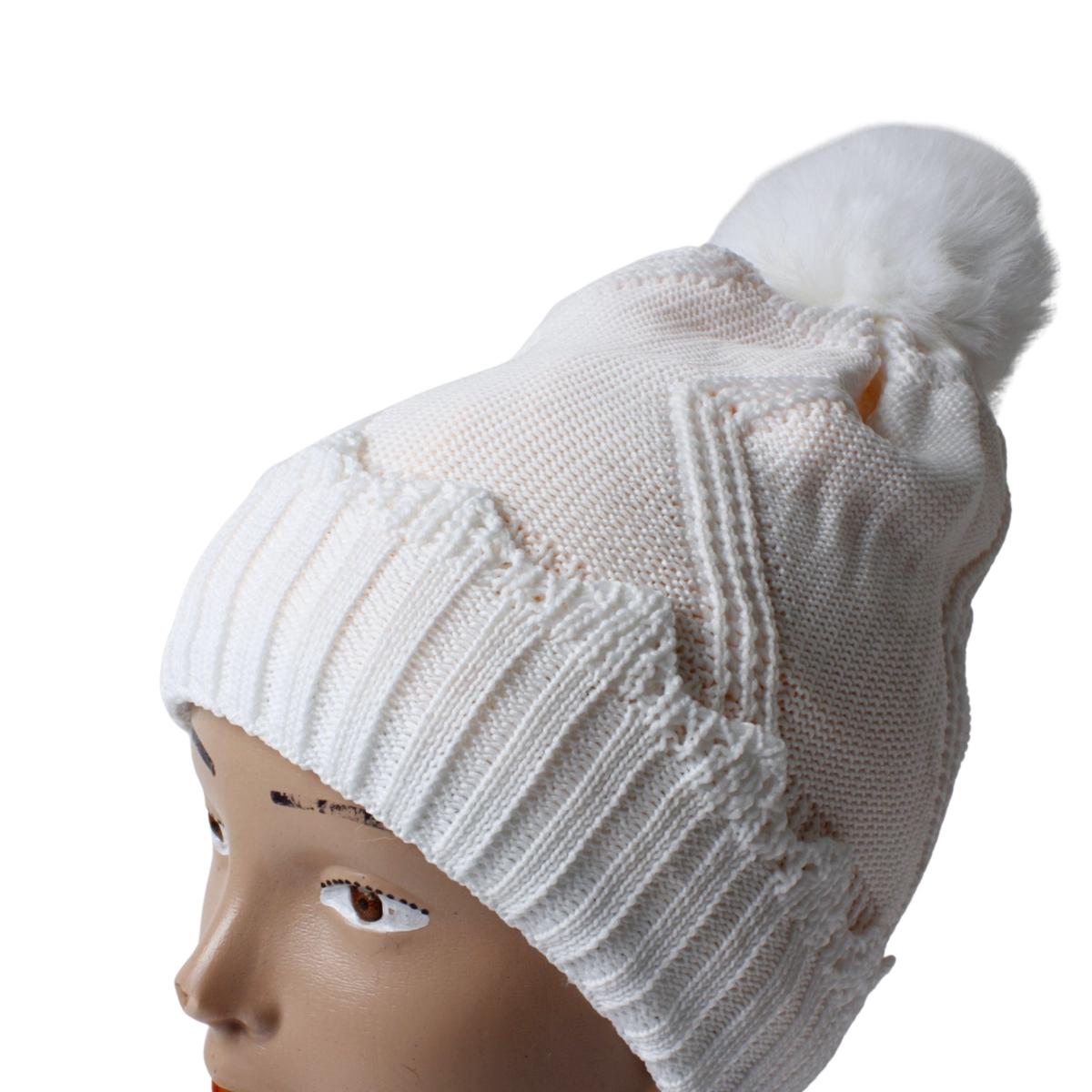 Beanie Winter Knit Fluffy White